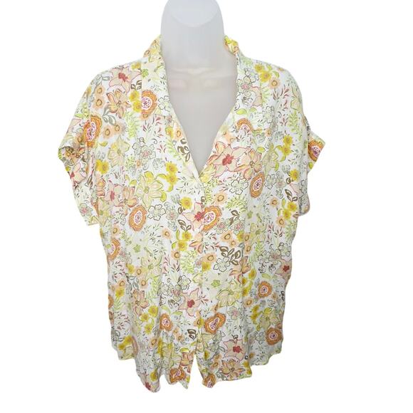 Lucky Brand Tops - Lucky Brand Floral V Neck Button Front Blouse Boho Cottagecore Modal Women L